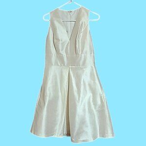 Alfred Sung Ivory Sleeveless Midi Dress With V-Neck & Back Zipper Closure Sz. 12